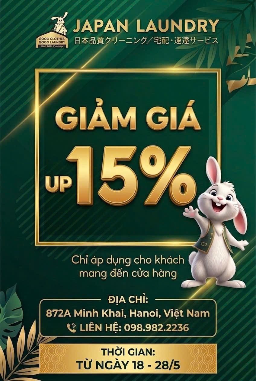 SALE UP TO 15%  
Giảm 15% khi khách hàng mang qua cửa hàng 872A Minh Khai.